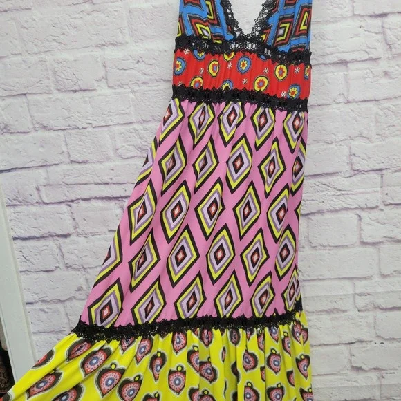 Alice + Olivia x Carla Kranendonk Karolina Paneled Maxi Dress Size 4 Small  Artsy